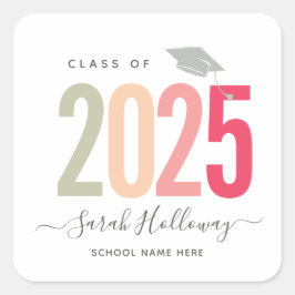 Moderner Chic Abschluss Blush Pink Grad Party Quadratischer Aufkleber