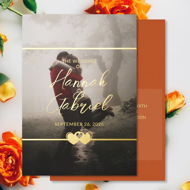 Moderner Chic Add Foto Hochzeit Einladung (The front and back of the modern chic add photo wedding invitations)