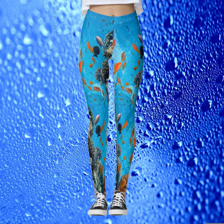 Moderner Chic Aqua Blue Marine Life Ozean Farbenfr Leggings
