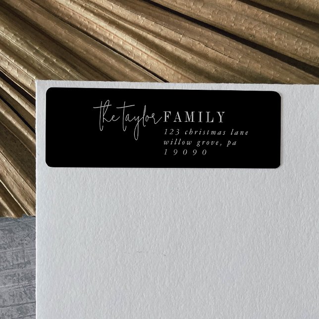 Moderner Chic | Black Family Return Address Label (Von Creator hochgeladen)
