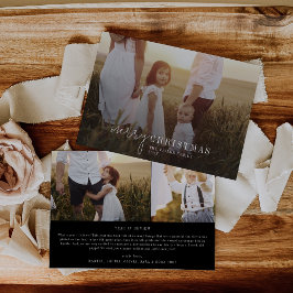 Moderner Chic | Black Foto Overlay Christmas News Feiertagskarte