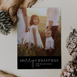 Moderner Chic | Black Merry Christmas Foto Feiertagskarte