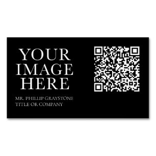 Moderner Chic Black & White QR Code Magnetische Visitenkarte