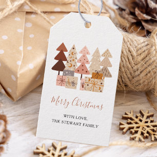 Moderner Chic Boho Weihnachtsbaumen Urlaub Geschenkanhänger