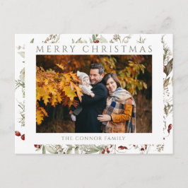 Moderner Chic Boho Wildblume Frohe Weihnachten Postkarte