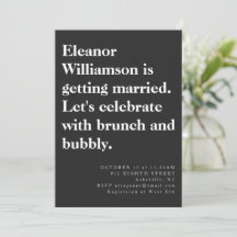 Moderner Chic Bold Black Typografy Bridal Brunch