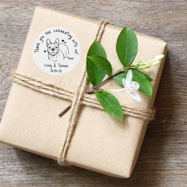 Moderner Chic Custom Funny Bulldog Gastgeschenk Ho Runder Aufkleber (Von Creator hochgeladen)