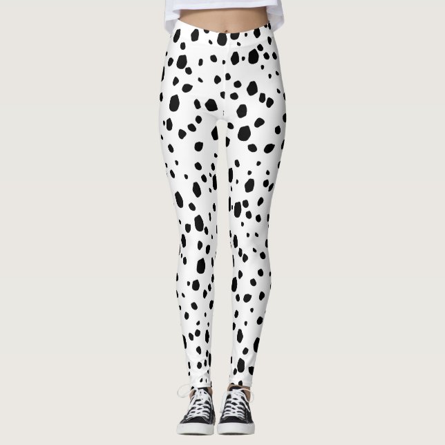 Moderner Chic Dalmatiner Hund Tierdruckmuster Leggings (Vorderseite)