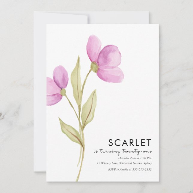 Moderner Chic Einfach 21. Geburtstag Einladung (Vorderseite)