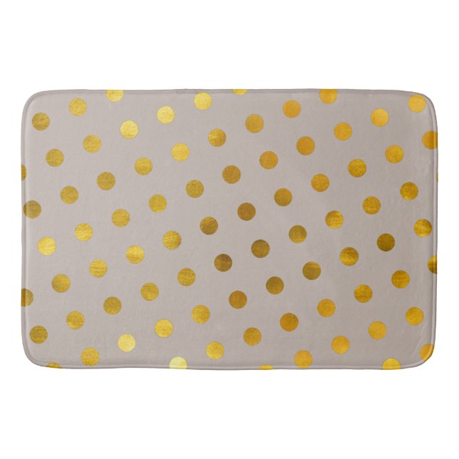Moderner Chic Elegant Einfache Taupe & Gold Polka  Badematte (Vorderseite)