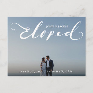 Moderner Chic Eloped Hochzeit nach der Party Einla Postkarte