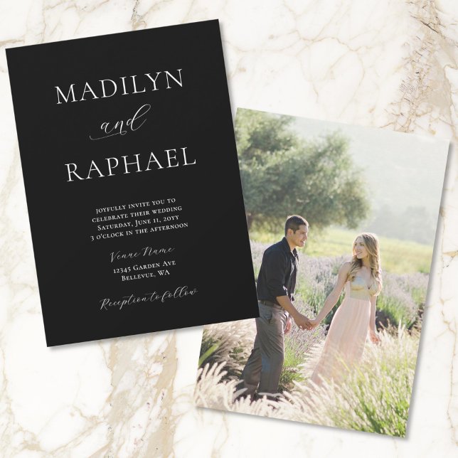 Moderner Chic Foto Schwarz und Weiß Hochzeit hinzu Einladung (Von Creator hochgeladen)