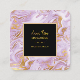 *~* Moderner Chic Gold Foil Veins Lavendel Quadratische Visitenkarte