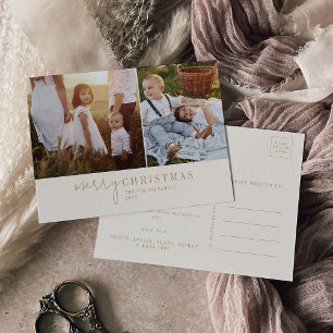 Moderner Chic Gold Foto Collage Weihnachtsnachte Feiertagspostkarte