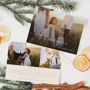 Moderner Chic Gold Foto Overlay Family News Feiertagskarte