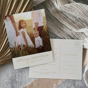 Moderner Chic Goldweihnachtliches Foto Jahr der Feiertagspostkarte