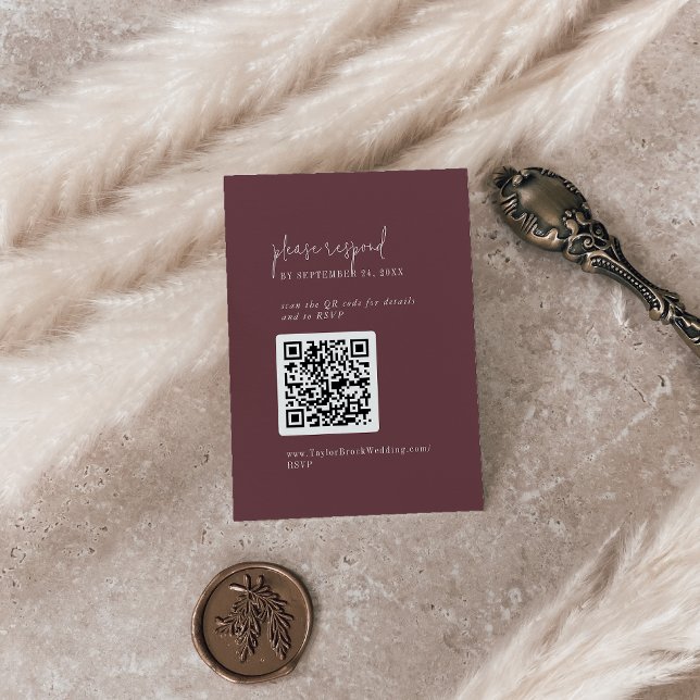 Moderner Chic Herbst Burgund QR Code UAWG Begleitkarte (Von Creator hochgeladen)