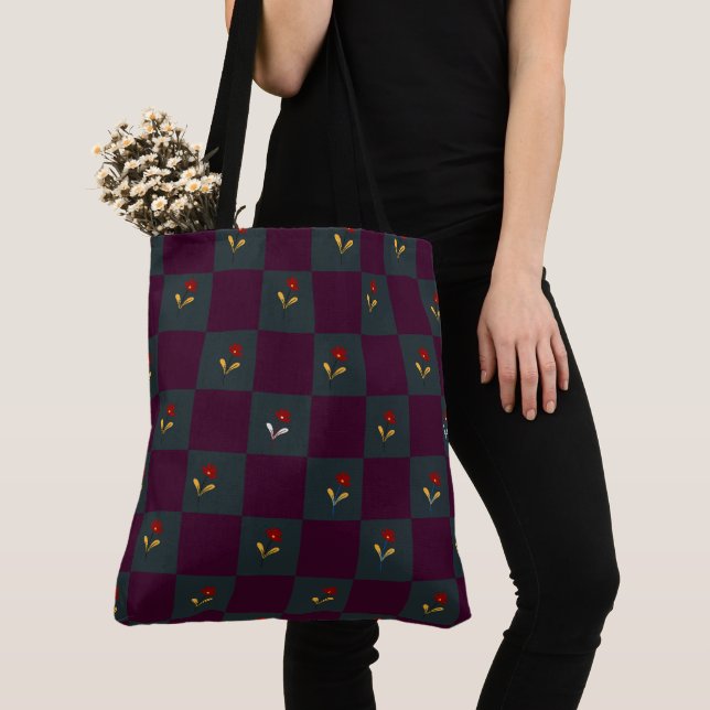 Moderner Chic Kariert mit Blume (Von Nahem)