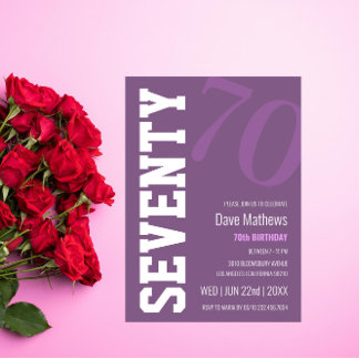 Moderner Chic Lila 70. Geburtstag Einladung