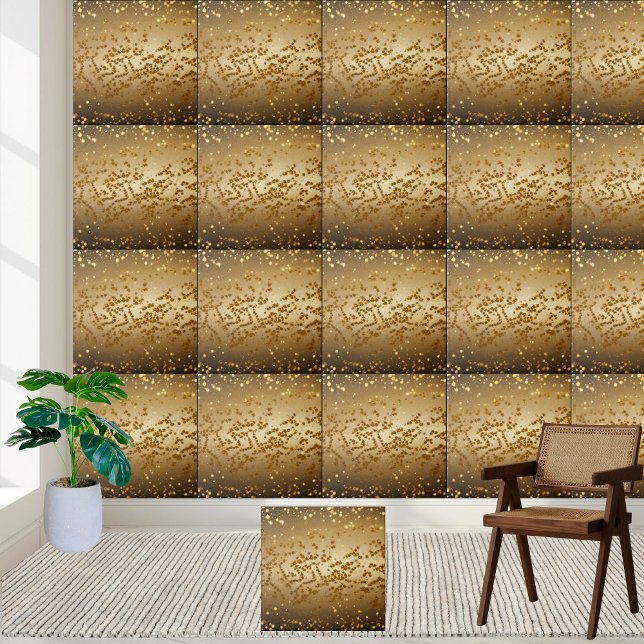 Moderner Chic Luxury Gold Black Glitzer Sparkling Fliese (Modern Chic Luxury Gold Black Glitter Sparkling Ceramic Tile)