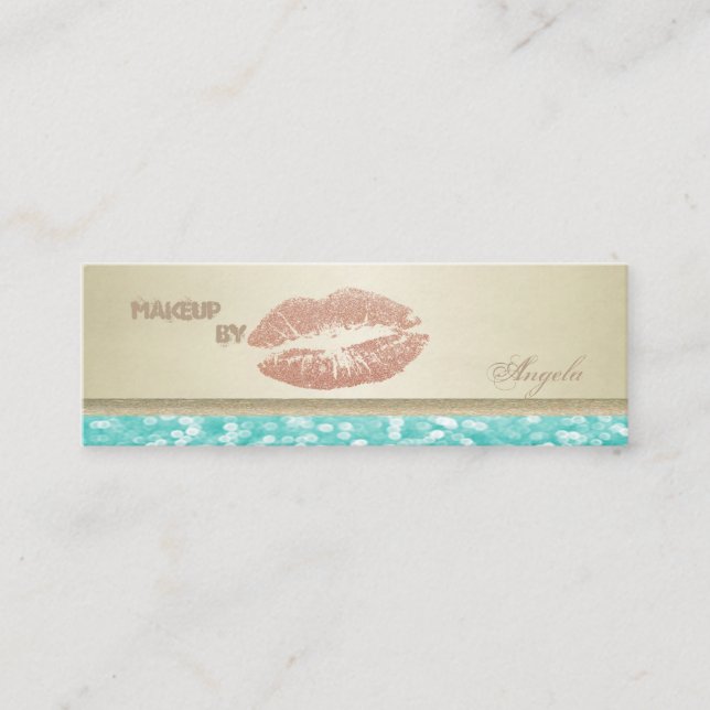 Moderner Chic Luxus Glittery Lips Mini Visitenkarte (Vorderseite)