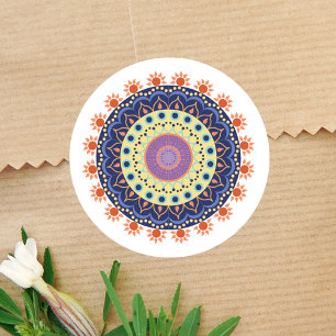 Moderner Chic Mandala Minimalistisch Runder Aufkleber