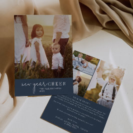 Moderner Chic | Navy New Year Foto Year Review Feiertagskarte