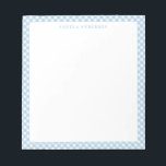 Moderner Chic Pastel Dusty Blue Gingham Karierter  Notizblock<br><div class="desc">Moderner Pastel Light Dusty Blue Gingham Karierter Karo Notepad</div>