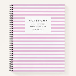 Moderner Chic Pink Striping Spiral Notizbuch