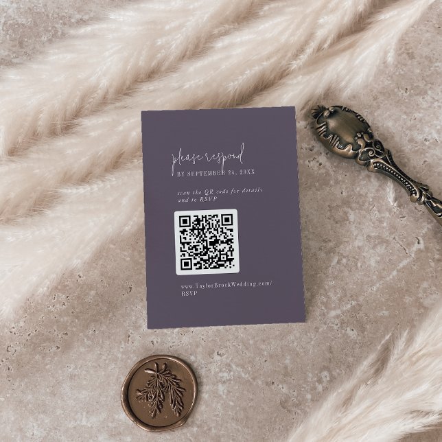 Moderner Chic Plum Lila QR Code UAWG Begleitkarte (Von Creator hochgeladen)