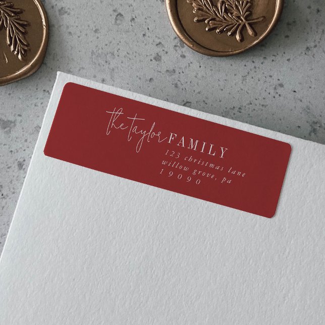 Moderner Chic | Red Family Return Address Label (Von Creator hochgeladen)