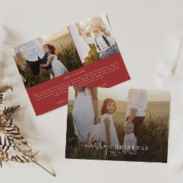 Moderner Chic | Red Foto Overlay Christmas News Feiertagskarte