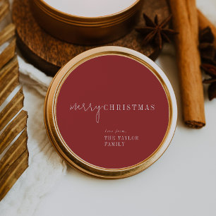 Moderner Chic Red Merry Weihnachtsgeschenk Runder Aufkleber