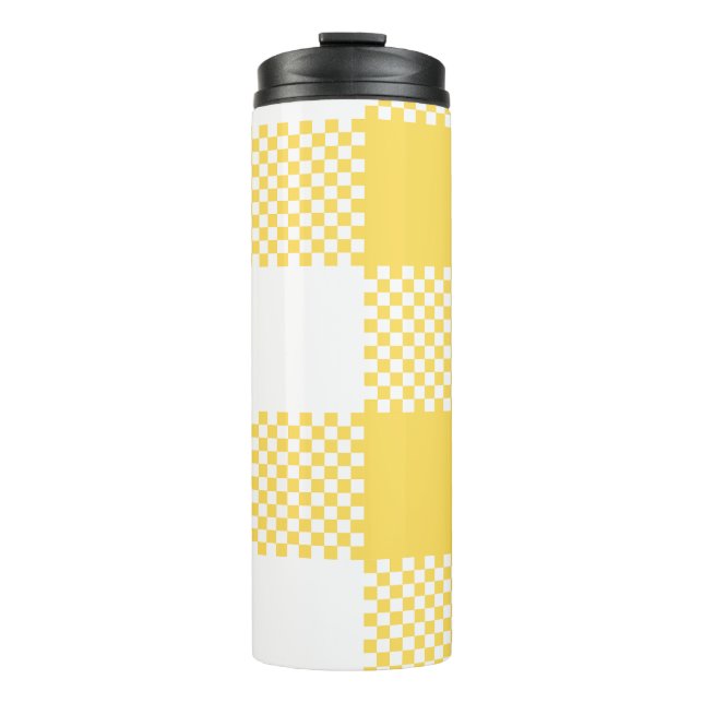Moderner Chic rustikal weiß & gelb Thermosbecher (Vorderseite)