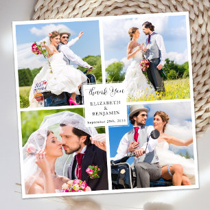 Moderner Chic stilvolle Custom Foto Collage Weddin Dankeskarte
