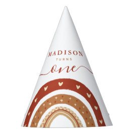 Moderner Chic Terracotta Rainbow Boho Birthday Partyhütchen