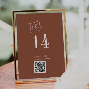Moderner Chic Terracotta Rust QR Code Tischnummer