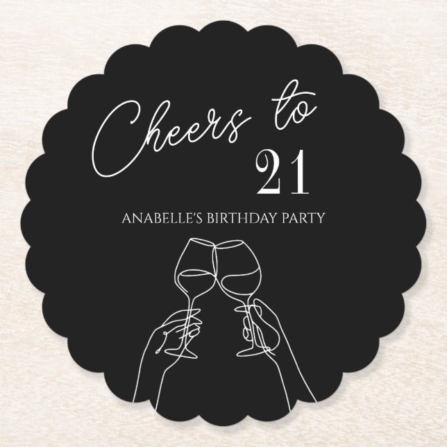 Moderner Chic zum 21. Party Untersetzer (Vorderseite)