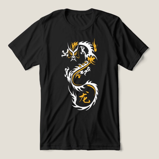 Moderner chinesischer Drache Tri-Blend Shirt (Design Vorderseite)