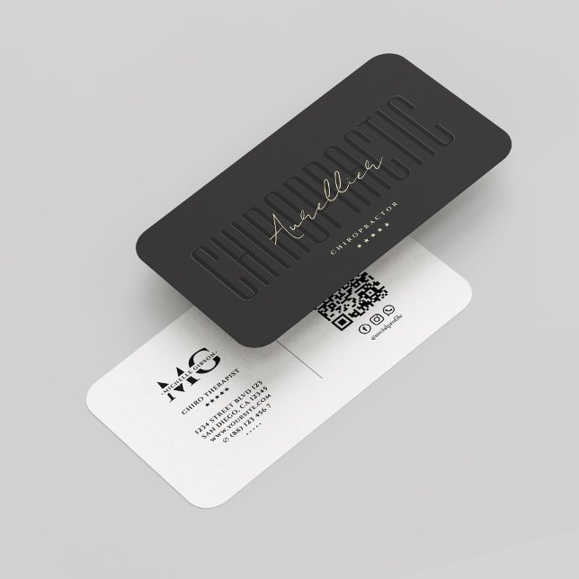 Moderner Chiro Therapeut Chiropraktor Schwarz-weiß Visitenkarte (Modern Chiro Therapist Chiropractor Black White Business Card
)