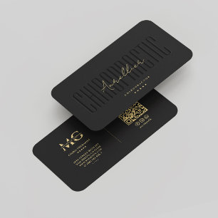 Moderner Chiropraktiker Monogramm Black Gold Visitenkarte