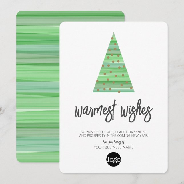 Moderner Christbaum - Aquarellschrift Business Feiertagskarte (Vorne/Hinten)