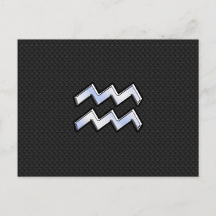 Moderner Chrome wie Aquarius Zodiac Sign auf Schla Postkarte