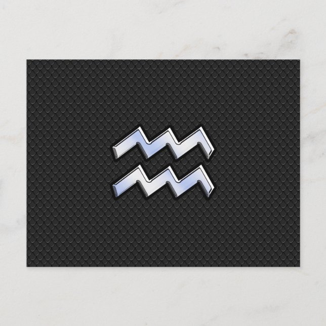 Moderner Chrome wie Aquarius Zodiac Sign auf Schla Postkarte (Vorderseite)