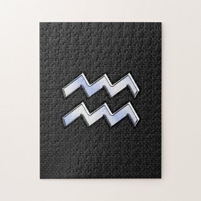 Moderner Chrome wie Aquarius Zodiac Sign auf Schla Puzzle (Vertikal)