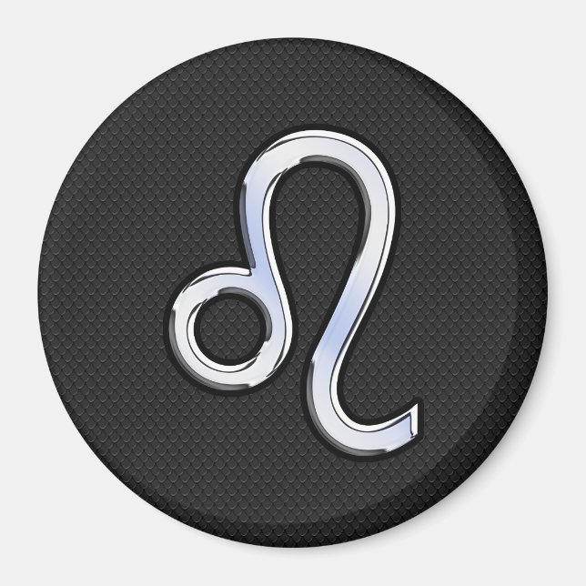 Moderner Chrome wie Leo Sign auf Schlangenhaut Magnet (Vorne)