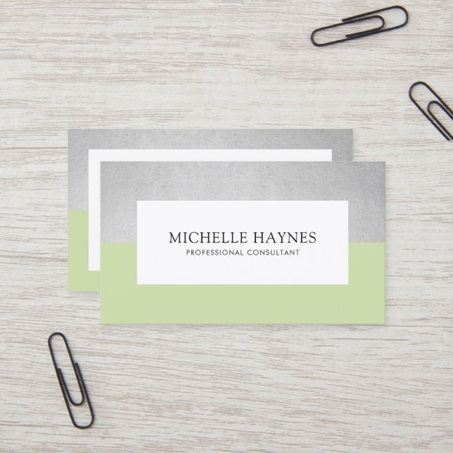 Moderner Clean Luxe Minimalistisch Beruflich grün Visitenkarte (Vorderseite/Rückseite Beispiel)