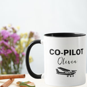 Moderner CO-PILOT Text & Flugzeug, Personalisierte Tasse