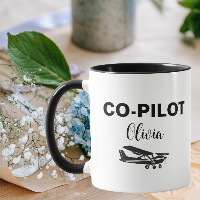 Moderner CO-PILOT-Text und Flugzeug, Personalisier Tasse (Von Creator hochgeladen)