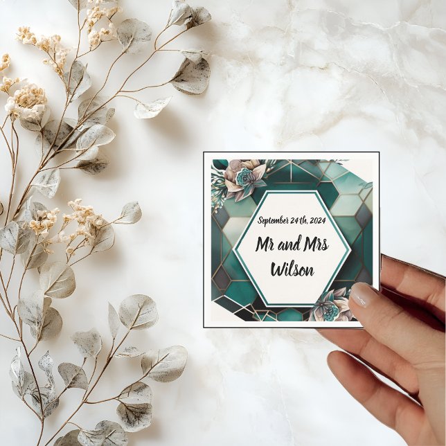 Moderner Cocktail mit grüner Geometrie Napkin Serviette (Von Creator hochgeladen)